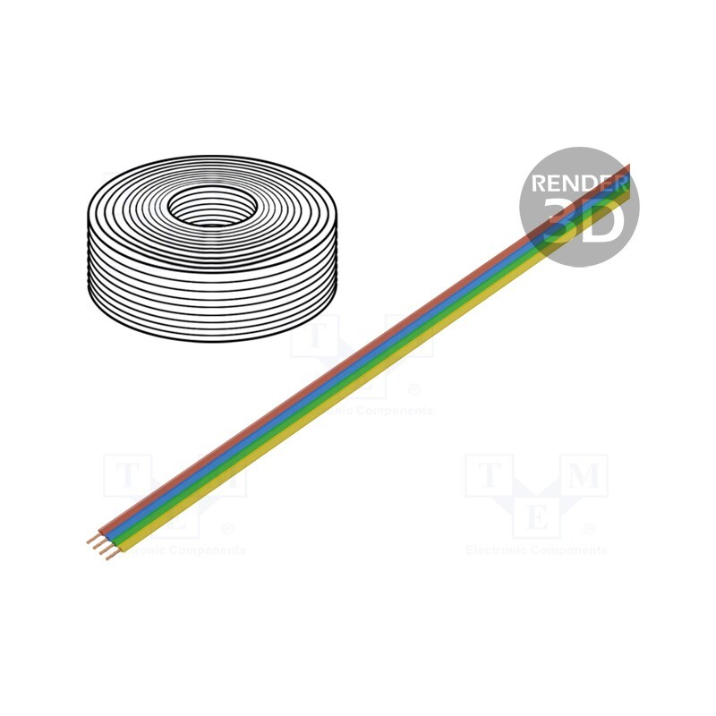1 rol x DONAU ELEKTRONIK - 418-5 - Wire: ribbon, FBK Toy, 4x0.14mm2, stranded, Cu, PVC, 250V, 5m