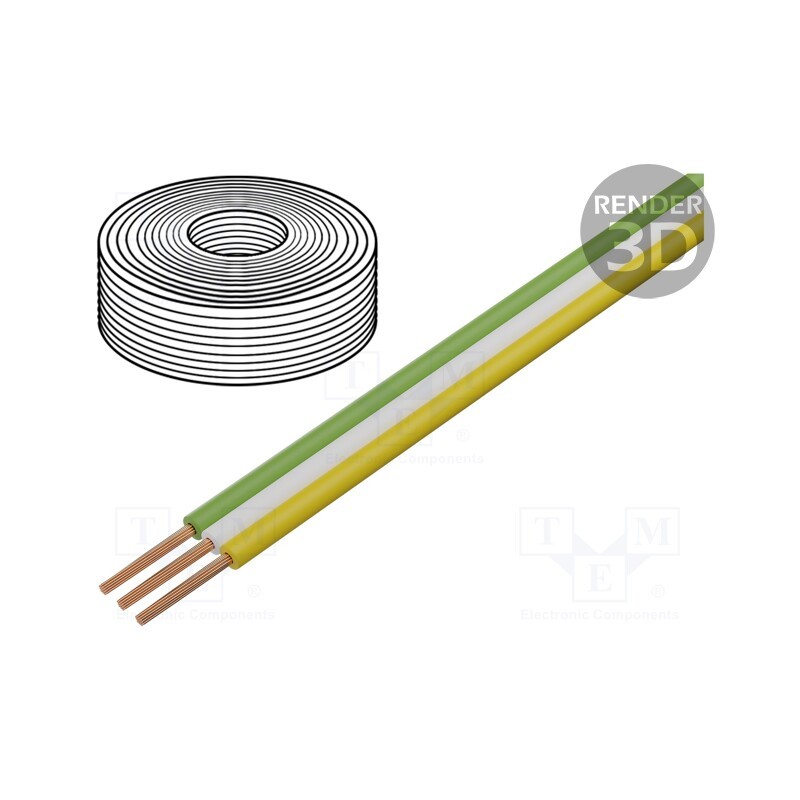 1 rol x DONAU ELEKTRONIK - 318-354-25 - Wire: ribbon, FBK Toy, 3x0.14mm2, stranded, Cu, PVC, 250V, 25m