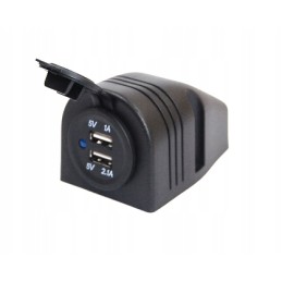 USB socket, 2 side charging ports, black