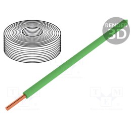 1 rol x DONAU ELEKTRONIK - 150-014 - Wire, stranded, Cu, 0.5mm2, PVC, green, 60V, 10m, Class: 5, 1x0.5mm2