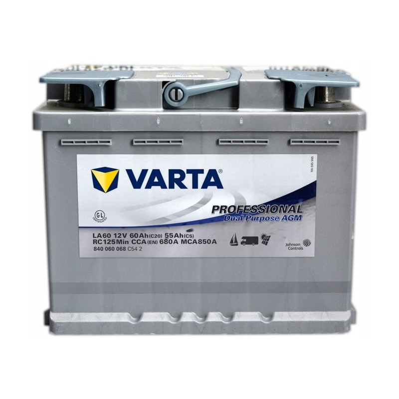 Battery 12v 60ah 680a l 242x175x190 proffesional dual purpose agm
