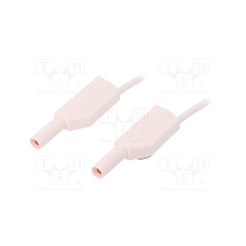 1 pcs x STu00c4UBLI - 28.0124-10029 - Test lead, 32A, banana plug 4mm,both sides, Len: 1m, white