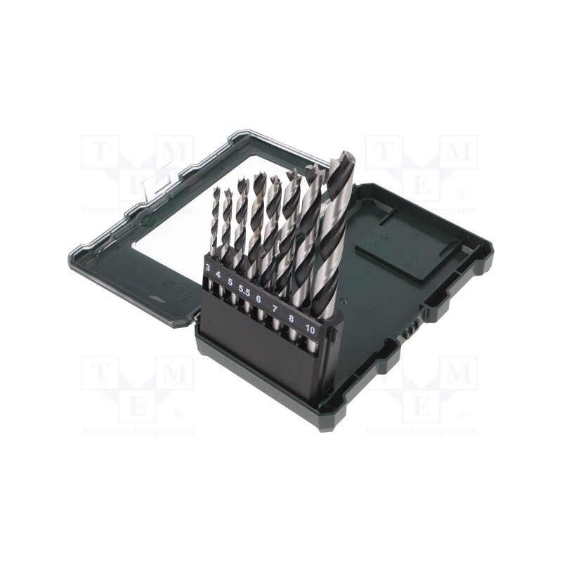 1 set x METABO - 626705000 - Drill set, for wood, steel, plastic box, wood, 8pcs.