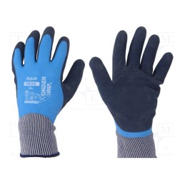 1 set x WONDER GRIP - 52969 - Protective gloves, Size: 9,L, blue, latex,polyamide, Aqua