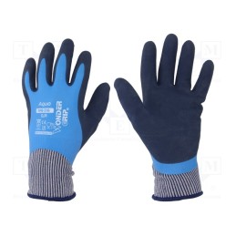 1 set x WONDER GRIP - 52967 - Protective gloves, Size: 8,M, blue, latex,polyamide, Aqua