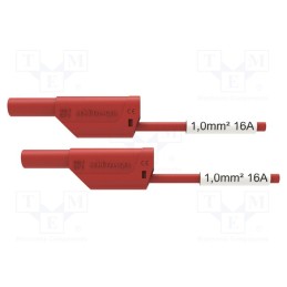 1 pcs x SCHu00dcTZINGER - VSFK 8500 / SIL1 / 100 / RT - Test lead, 16A, banana plug 4mm,both sides, Urated: 1kV, Len: 1m