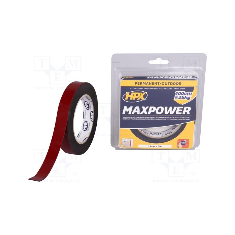 1 rol x HPX - OT1905 - Tape: fixing, W: 19mm, L: 5m, Thk: 1100um, double-sided, acrylic