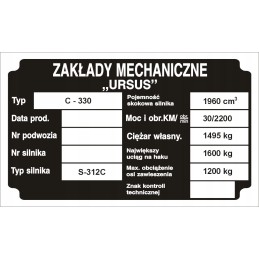 Ursus c 330 c330 c330m 330 m nameplate