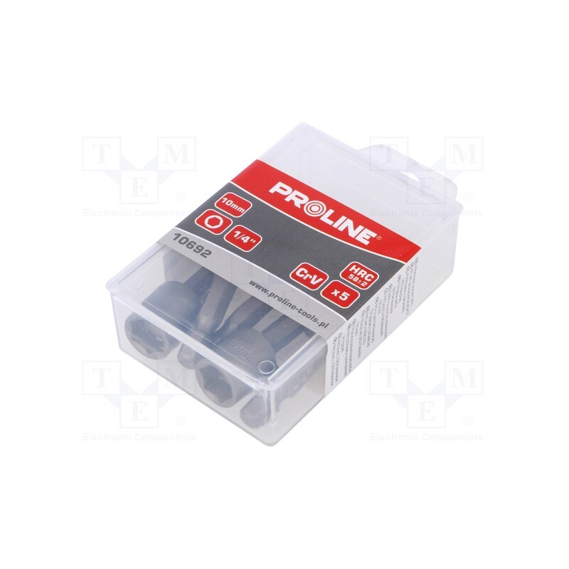 1 set x PROLINE - 10692 - Screwdriver bit, Socket: HEX 10mm, Mounting: 1/4' (C6,3mm), 5pcs.
