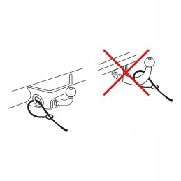 Brake safety cable, trailer skidder, emergency hook, knott, 1m ramp