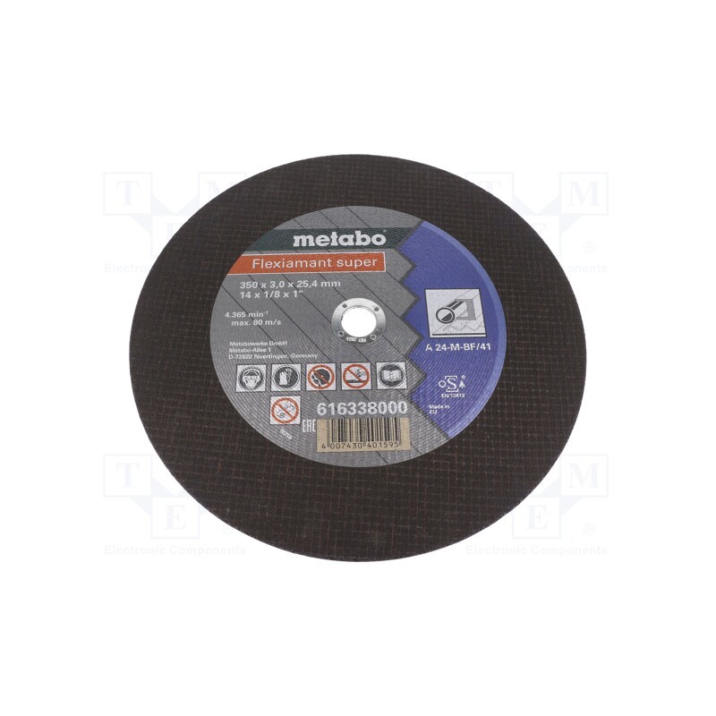 1 pcs x METABO - 616338000 - Cutting wheel, Ø: 350mm, Øhole: 25.4mm, Disc thick: 3mm, steel