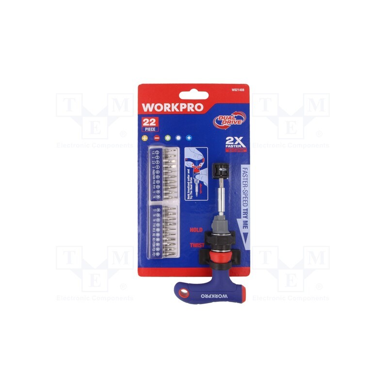1 set x Workpro - W021408 - Kit: screwdrivers, hex key,Phillips,slot,Torx®