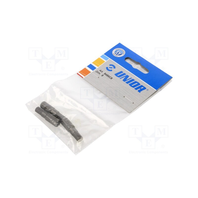 1 pcg x UNIOR - 602432 - Screwdriver bit, hex key, HEX 6mm, Overall len: 30mm, 3pcs.