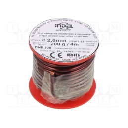 1 rol x INDEL - DNE2,6-200G - Coil wire, single coated enamelled, 2.6mm, 0.2kg, -65÷200°C