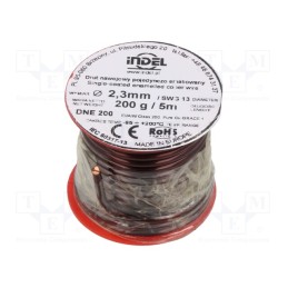 1 rol x INDEL - DNE2,3-200G - Coil wire, single coated enamelled, 2.3mm, 0.2kg, -65÷200°C