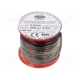 1 rol x INDEL - DNE2,2-200G - Coil wire, single coated enamelled, 2.2mm, 0.2kg, -65÷200°C