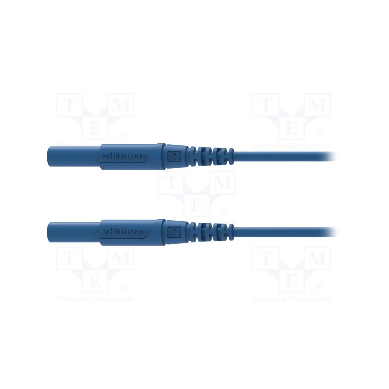 1 pcs x SCHu00dcTZINGER - MSFK A341 / 1 / 200 / BL - Test lead, 16A, banana plug 4mm,both sides, with protection