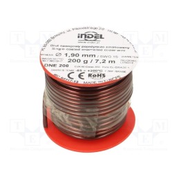 1 rol x INDEL - DNE1,90-200G - Coil wire, single coated enamelled, 1.9mm, 0.2kg, -65÷200°C
