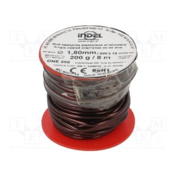 1 rol x INDEL - DNE1,80-200G - Coil wire, single coated enamelled, 1.8mm, 0.2kg, -65÷200°C
