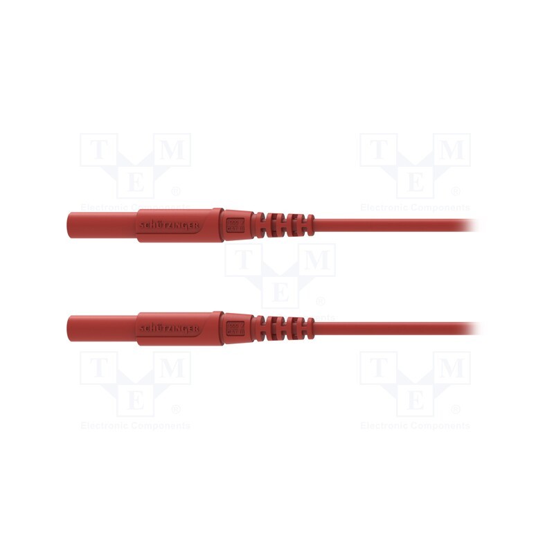 1 pcs x SCHu00dcTZINGER - MSFK A341 / 1 / 200 / RT - Test lead, 16A, banana plug 4mm,both sides, with protection