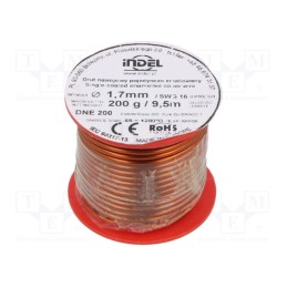 1 rol x INDEL - DNE1,70-200G - Coil wire, single coated enamelled, 1.7mm, 0.2kg, -65÷200°C