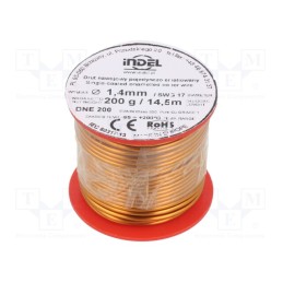 1 rol x INDEL - DNE1,40-200G - Coil wire, single coated enamelled, 1.4mm, 0.2kg, -65÷200°C