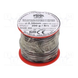 1 rol x INDEL - DN2E2,3-200G - Coil wire, double coated enamelled, 2.3mm, 0.2kg, -65÷200°C