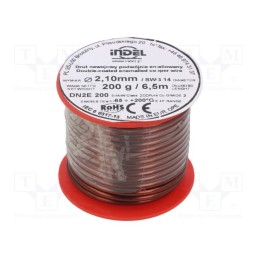 1 rol x INDEL - DN2E2,1-200G - Coil wire, double coated enamelled, 2.1mm, 0.2kg, -65÷200°C