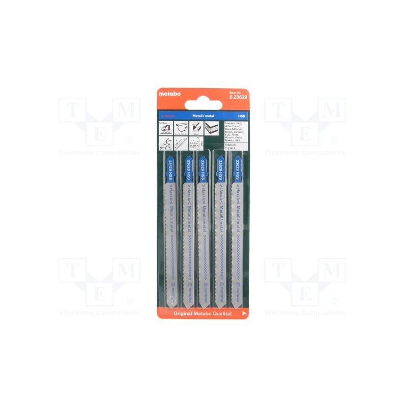 1 set x METABO - 623629000 - Hacksaw blade, tinware, 106mm, BASIC METAL, 5pcs.