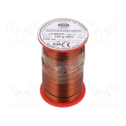 1 rol x INDEL - DN2E1,60-500G - Coil wire, double coated enamelled, 1.6mm, 0.5kg, -65÷200°C