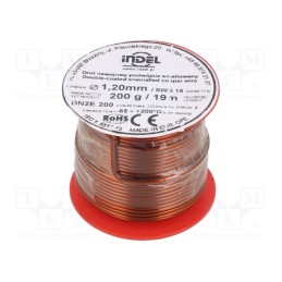 1 rol x INDEL - DN2E1,20-200G - Coil wire, double coated enamelled, 1.2mm, 0.2kg, -65÷200°C