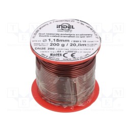 1 rol x INDEL - DN2E1,15-200G - Coil wire, double coated enamelled, 1.15mm, 0.2kg, -65÷200°C