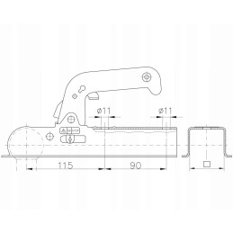 Ball hitch for winterhoff trailer 800kg square drawbar 70mm