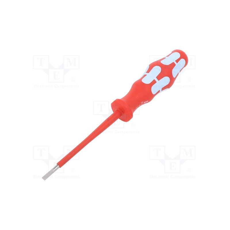 1 pcs x WERA - 5022729001 - Screwdriver, insulated, slot, 3,0x0,5mm, Blade length: 80mm