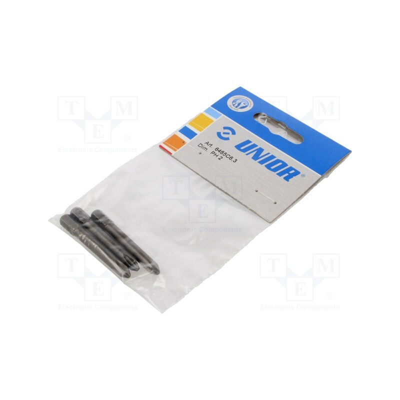 1 pcg x UNIOR - 602395 - Screwdriver bit, Phillips, PH2, Overall len: 50mm, 3pcs.
