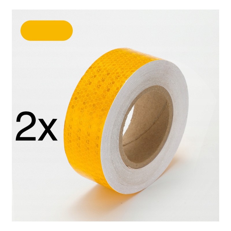 2x contour reflective tape self-adhesive roll 25 meters 25m x 5cm yellow