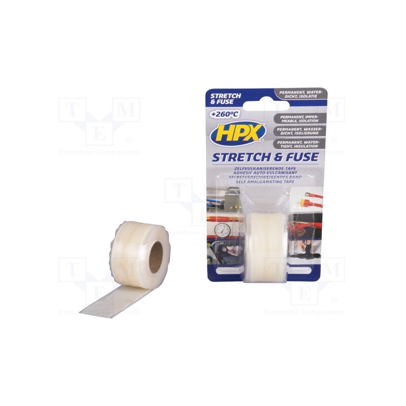 1 rol x HPX - SI2503 - Tape: sealing, W: 25mm, L: 3m, Thk: 0.5mm, transparent, silicone, 300%
