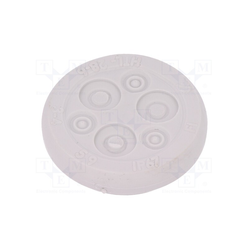 1 pcs x HT HI TECH POLYMERS - HTL-28-6-TPE - Multigate grommet, Ømount.hole: 28mm, light grey, Holes no: 6