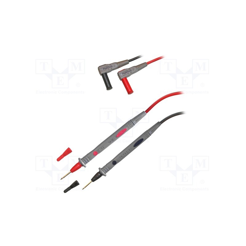 1 set x PEAKTECH - TKS-8 - Test leads, Inom: 10A, Len: 1.2m, insulated, black,red, 2pcs.