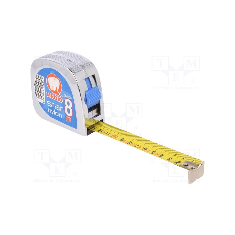 1 pcs x MEDID - CL-1825 - Measuring tape, L: 8m, Width: 25mm, Enclos.mat: ABS, measure