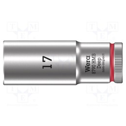 1 pcs x WERA - 5004539001 - Socket, 6-angles,socket spanner, HEX 17mm, 3/8', 64mm