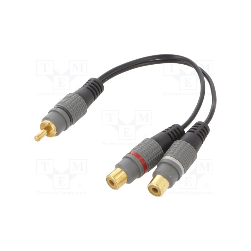 1 pcs x GEMBIRD - CCAP-RCAM2F-0.2M - Cable, RCA socket x2,RCA plug, 0.2m, Plating: gold-plated, black