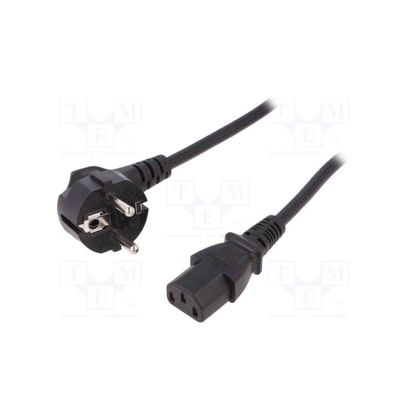 1 pcs x DIGITUS - AK-440100-050-S - Cable, CEE 7/7 (E/F) plug angled,IEC C13 female, 5m, black, 10A