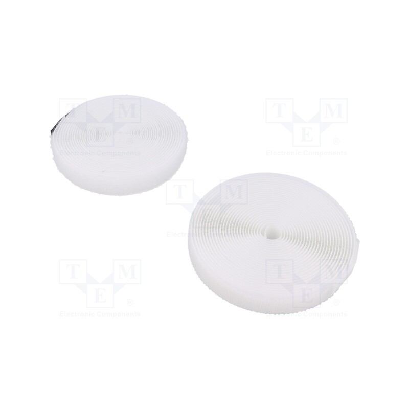1 rol x - HL-AAW-20MM-5M - Tape: hook and loop, W: 20mm, L: 5m, Thk: 3mm, acrylic, white