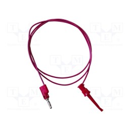 1 pcs x MUELLER ELECTRIC - BU-P3782-24-2 - Test lead, 5A, clip-on hook probe,banana plug 4mm, Len: 0.6m, red