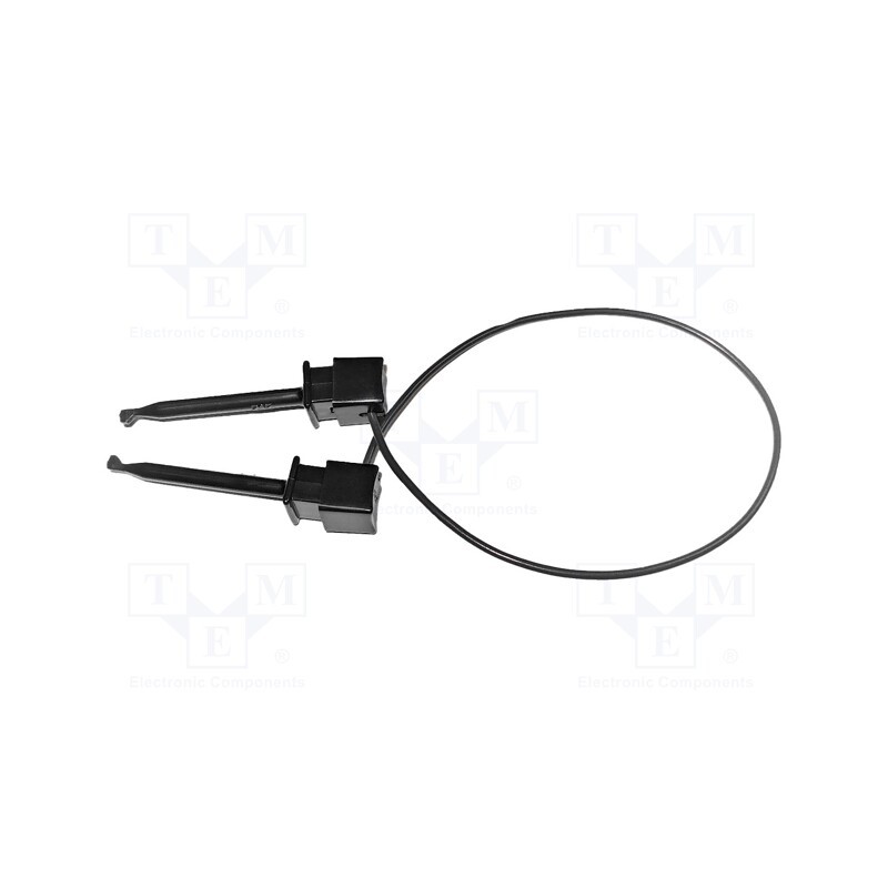 1 pcs x MUELLER ELECTRIC - BU-1111-A-24-0 - Test lead, 5A, clip-on hook probe,both sides, Urated: 300V, black