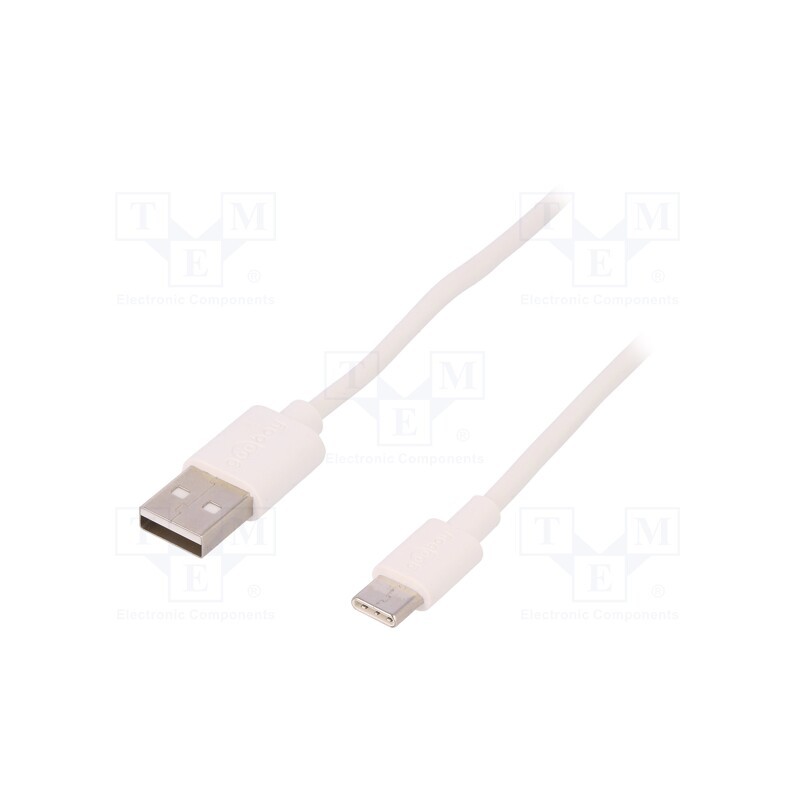 1 pcs x Goobay - 59132 - Cable, USB 2.0, USB A plug,USB C plug, 3m, white, Core: Cu, 480Mbps