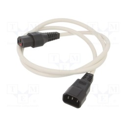 1 pcs x SCHAFFNER - IL13-C14-H05-3100-100-W - Cable, IEC C13 female,IEC C14 male, 1m, with IEC LOCK locking