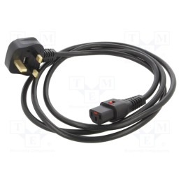1 pcs x SCHAFFNER - IL13-UK1-H05-3100-100 - Cable, BS 1363 (G) plug,IEC C13 female, 1m, black, 10A, 250V, IP20