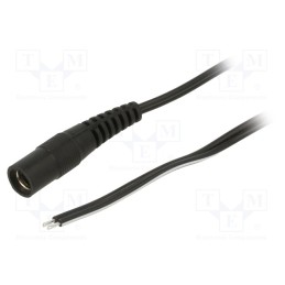 1 pcs x WEST POL - S21-TT-T050-050BK - Cable, 2x0.5mm2, wires,DC 5,5/2,1 socket, straight, black, 0.5m